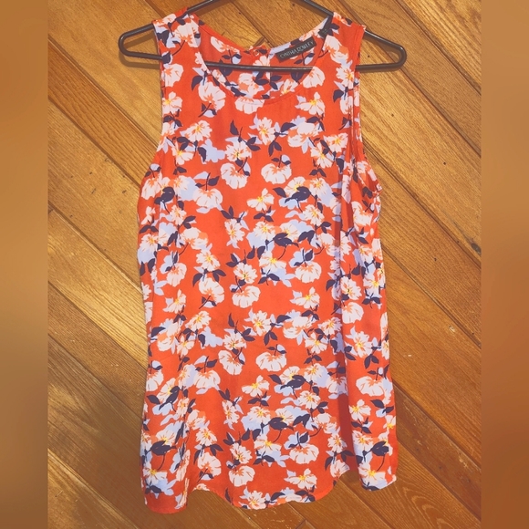 Cynthia Rowley orange and blue lightweight sheer medium tank top - Picture 1 of 8
